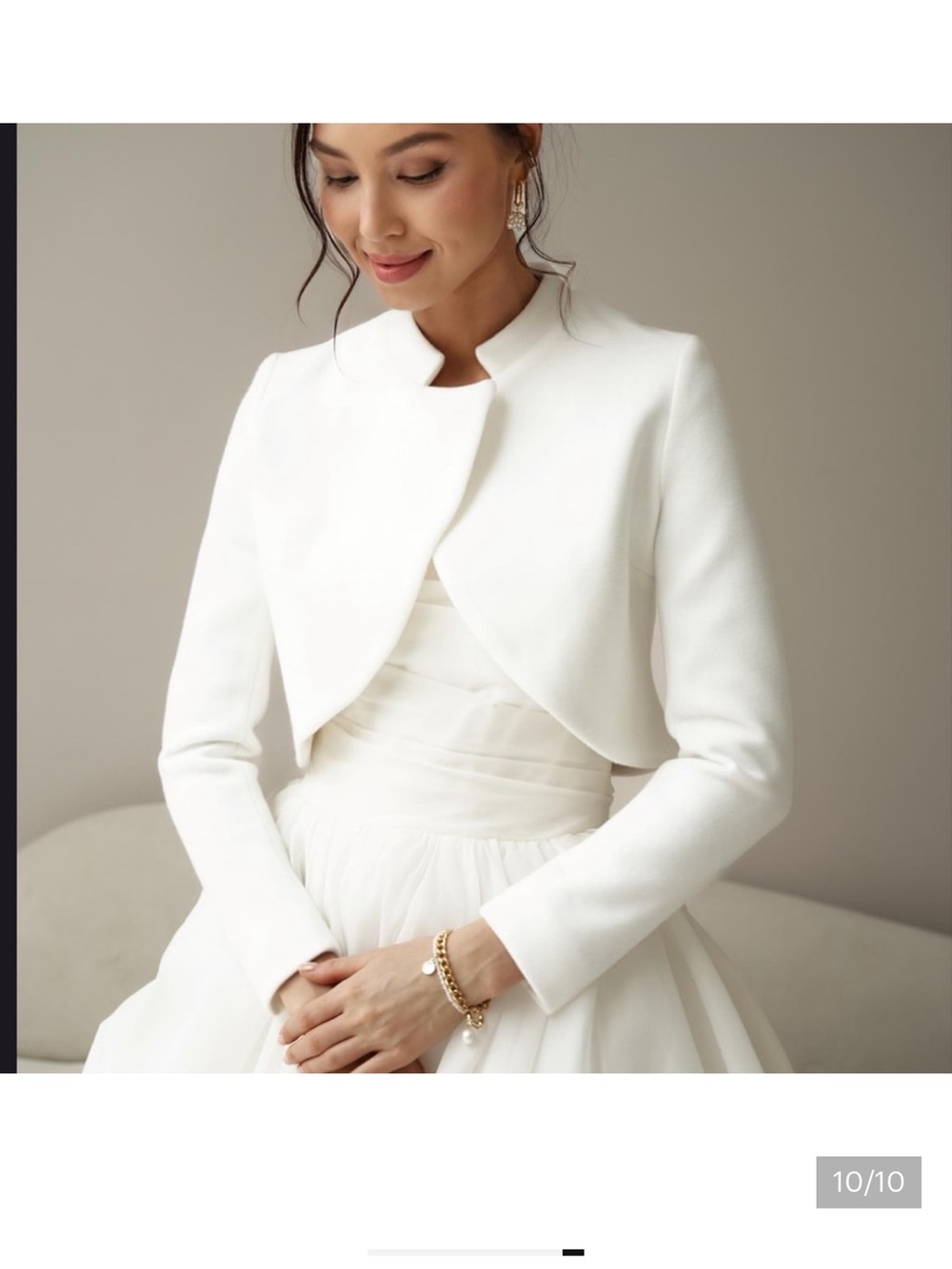 Cropped White Bridal Bolero Jacket